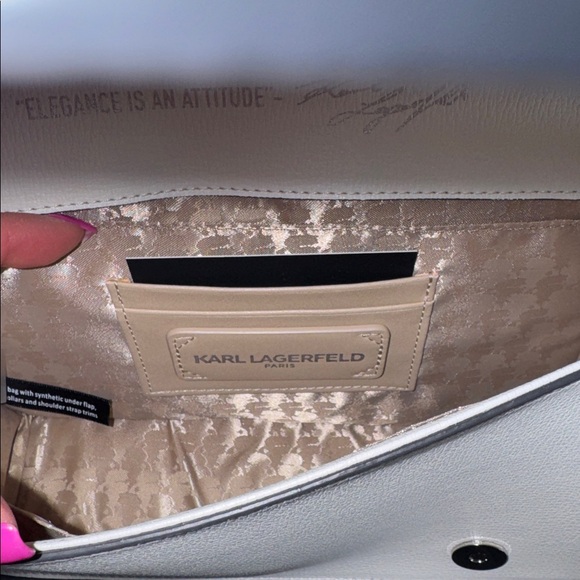 Karl Lagerfeld Off White Bag with Gold and Silver Studs - Picture 6 of 6
